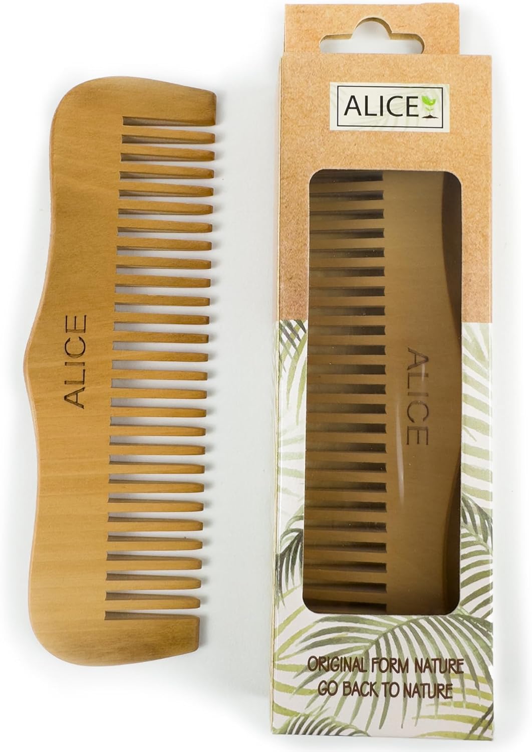 71ERLqTYiTL._AC_SL1500_.jpg مشط شعر مصنوع من الخشب الطبيعي مضاد للتجعد ولطيف على فروة الرأس بتصميم صديق للبيئة للاستخدام اليومي من اليس