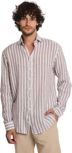 DALYDRESS Men Fancy Regular Fit Linen Shirt With Long Sleeves And Spread Collar DDMxx005412 Modern
