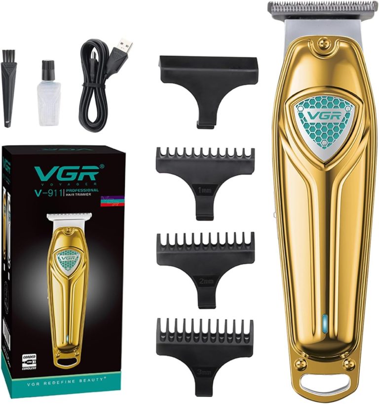 ماكينة حلاقة الشعر الاحترافية السلكية واللاسلكية من في جي ار V-911، وقت التشغيل: 180 دقيقة، للرجال (ذهبي)