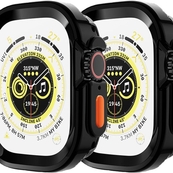 جراب حماية متين من البولي يوريثين المقاوم للحرارة مضاد للصدمات وخفيف الوزن وممتص للصدمات متوافق مع ساعة آبل الترا/الترا 2 49 ملم، لون أسود 2