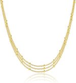 ⁦سلسلة ذهبية انيقة للنساء من فيرومي، سلسلة ثلاثية الطبقات مطلية بطلاء ذهبي 14 قيراط، سلاسل ستالايت ثلاثية بتصميم على شكل مشبك الورق، سلسلة مكونة من وصلات، مجوهرات مناسبة للارتداء اليومي⁩ - الصورة ⁦9⁩