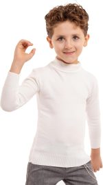 بلوفر فاخر برقبة نصف وعالية للاطفال من وايت ايجل - سويتر من مزيج من القطن والصوف فائق النعومة للاولاد والبنات