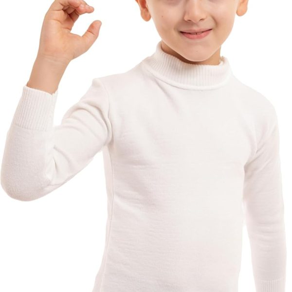 بلوفر فاخر برقبة نصف وعالية للاطفال من وايت ايجل - سويتر من مزيج من القطن والصوف فائق النعومة للاولاد والبنات