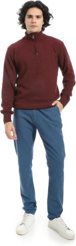 ⁦بنطلون كتان بقصة عادية وسوستة وأزرار للرجال من اندورا⁩ - الصورة ⁦5⁩