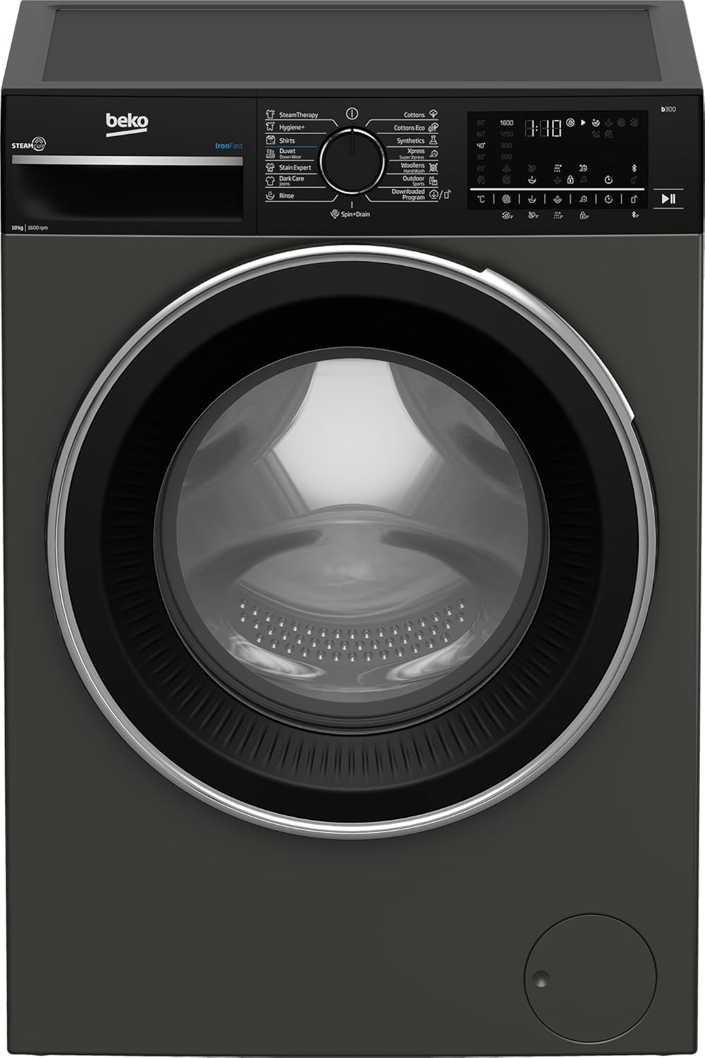 71KOmkWtTL._AC_SL1500_.jpg غسالة بمحرك انفرتر برو سمارت 1600 لفة/الدقيقة بشاشة ديجيتال و15 برنامج مع خاصية معالجة بالبخار وبلوتوث من بيكو، لون رمادي مانهاتن، سعة 10 كيلوجرام، B3WFU501040MCI