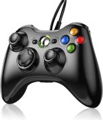 وحدة تحكم Xbox 360، وحدة تحكم بالالعاب لاسلكية يودينج لجهاز Xbox 360 بدون تغليف (اسود)