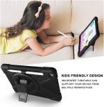 ⁦جراب حماية لجهاز اي باد الجيل التاسع/الثامن/السابع مع شاشة حماية، يأتي بتصميم مضاد للصدمات والسقوط مع [حامل قلم] [حامل دوار 360] [حزام كتف]، جراب حماية مصنوع من المطاط من جيروتيك، أسود⁩ - الصورة ⁦7⁩