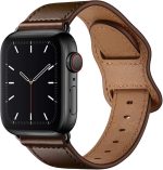 سوار ساعة جلد طبيعي بديل متوافق مع ساعة آي ووتش مقاس 38 و40 و41 ملم واس اي سلسلة 7 6 5 4 3 2 1 للجنسين من نكست ستور، لون بني غامق