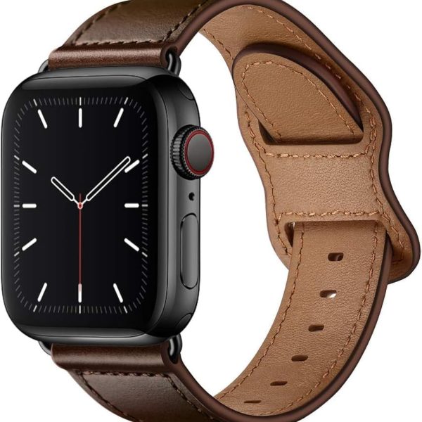 سوار ساعة جلد طبيعي بديل متوافق مع ساعة آي ووتش مقاس 38 و40 و41 ملم واس اي سلسلة 7 6 5 4 3 2 1 للجنسين من نكست ستور، لون بني غامق