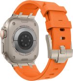 ⁦سوار بديل من السيليكون مقاوم للماء بتصميم فاخر متين من فيفيشياو، متوافق مع ساعة آبل الترا 49 ملم 45 ملم 44 ملم 42 ملم، لسلسلة اي ووتش 8 7 6 5 4 3 2 1 اس اي⁩ - الصورة ⁦4⁩