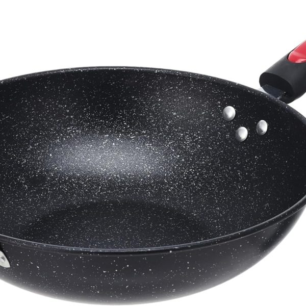 مقلاة عميقة من الجرانيت مقاس 32 سم بمقبضين، اسود