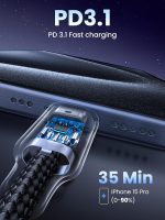 ⁦كيبل USB C الى 240 واط من يوجرين للشحن السريع لايفون 15 برو ماكس سامسونج جالاكسي S24 S23 ماك بوك اير ايباد ميني ديل XPS 3.3 قدم⁩ - الصورة ⁦3⁩