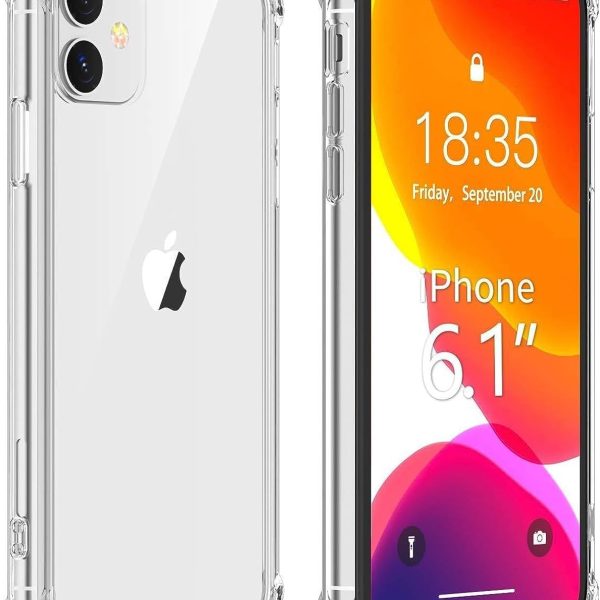 جراب حماية بولي يوريثين حراري رفيع شفاف عالي الدقة ممتص للصدمات ومضاد للخدوش بجهة خلفية كربونات لموبايل ايفون 11 (6.1 بوصة)