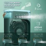 ⁦One94Store Portable Air Conditioner Fan, 500 ml Water Tank USB Personal Cooler, Mini Humidifier Fan with 7 Colors LED Light, 3 Timer, 3 Wind Speeds, 3 Spray Modes for Office, Home (Green Pack of 1)⁩ - الصورة ⁦3⁩