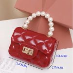 ⁦شنطة يد صغيرة من جينيرال اكسيسوريز انك، شنطة يد للاطفال بمقبض لؤلؤي، شنطة كروس للبنات الصغيرات، شنطة كتف هدايا للاطفال الصغار (F-0018 احمر)⁩ - الصورة ⁦2⁩