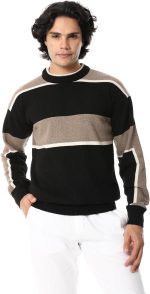 بلوفر منسوج بياقة دائرية للرجال من اندورا