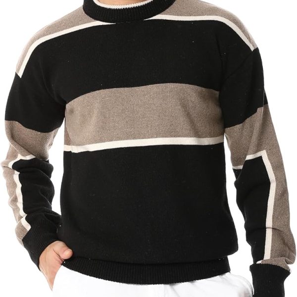 بلوفر منسوج بياقة دائرية للرجال من اندورا