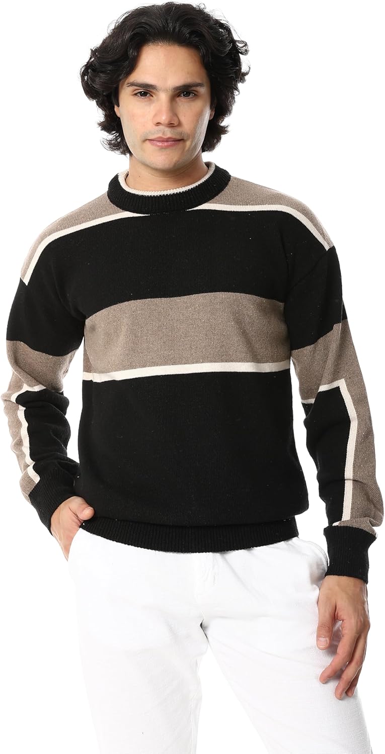 71XF7cQopL._AC_SL1500_.jpg بلوفر منسوج بياقة دائرية للرجال من اندورا