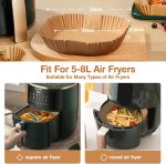 ⁦ورق فرن للقلاية الهوائية مقاس 20 سم من ديبونيور، 100 ورقة للمقلاة الهوائية، غير لاصق، فرن ورقي للاستعمال مرة واحدة للقلاية الهوائية سعة 5-8 لتر والفرن ةالقلايات والميكروويف (مربع)⁩ - الصورة ⁦3⁩