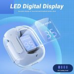 ⁦سماعة أذن بلوتوث لاسلكية بشاشة عرض ليد توضح مستوى الطاقة ستيريو هاي فاي وميكروفون بتقنية خفض الضوضاء وتحكم باللمس وعلبة شحن سريع سماعة أذن خفيفة الوزن للموسيقى والمكالمات من تيكزون، أسود⁩ - الصورة ⁦2⁩