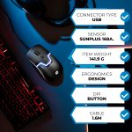 ⁦ماوس العاب سلكي ار جي بي عالي الاداء مع مستشعر بصري و3 ازرار و7 الوان LED للكمبيوتر والنوت بوك واللابتوب والمكتب والمنزل من اتش⁩ - الصورة ⁦3⁩