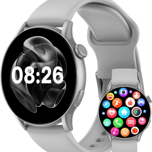 ساعة ذكية اكس اوربيت بشاشة اموليد دائرية 1.63 بوصة من كاردو، مكالمات بلوتوث، تتبع اللياقة البدنية مع مراقبة القلب والنوم والأكسجين، اكثر من 100 وضع رياضي، مقاومة للماء، متوافقة مع iOS وأندرويد - فضي