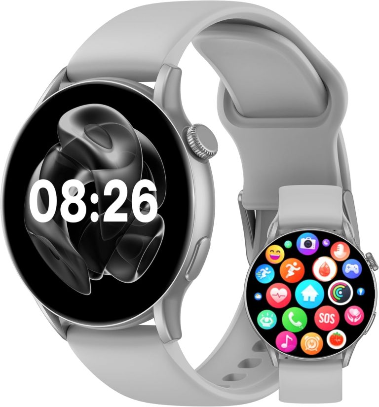 ساعة ذكية اكس اوربيت بشاشة اموليد دائرية 1.63 بوصة من كاردو، مكالمات بلوتوث، تتبع اللياقة البدنية مع مراقبة القلب والنوم والأكسجين، اكثر من 100 وضع رياضي، مقاومة للماء، متوافقة مع iOS وأندرويد - فضي