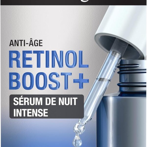 سيروم ريتينول بوست+ من نيوتروجينا، سيروم ليلي مكثف ومكافح للشيخوخة (زجاجة 30 مل مع قطارة) - سيروم ريتينول مغذ ومكافح للشيخوخة - علاج للوجه لتقليل ظهور حتى التجاعيد العميقة