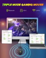 ⁦ماوس ألعاب لاسلكي، ثلاثي الأوضاع من ريدراجون 2.4G/USB-C/بلوتوث، 8000 نقطة لكل بوصة، إضاءة خلفية ار جي بي، قابل للبرمجة بالكامل، ماوس كمبيوتر لاسلكي قابل لإعادة الشحن للابتوب والكمبيوتر وماك، M814⁩ - الصورة ⁦2⁩