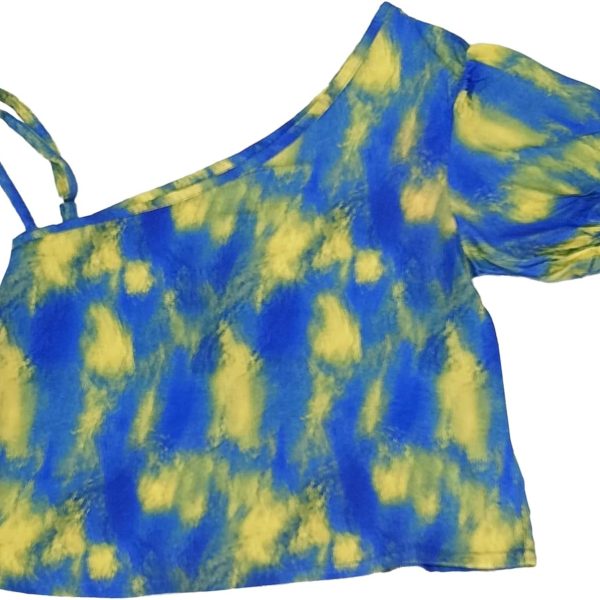 بلوزة بكتف واحد مطبوعة للبنات من الفسكوز من جونيور، ملابس خارجية للعمل