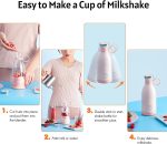 ⁦ROCAT Portable Mini Fast Blender, 350ml Fruit Mixer, Kitchen Juicer Cup, Mini Blender, Handheld Travel Blender, with USB Rechargeable, for Shakes, Smoothies, Juice (White)⁩ - الصورة ⁦4⁩