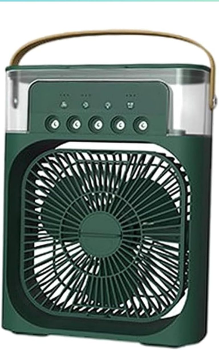 مروحه تبريد هواء محمولة من سمايلينج شارك، مروحة تبريد صغيرة بـ 5 بخاخات، مروحة مكتب شخصية مع اضاءة LED بـ 7 الوان للمكتب والمنزل والمطبخ وغرفة النوم والسكن والاماكن الخارجية