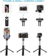 ⁦عصا سيلفي بلوتوث صغيرة قابلة للتمدد 4 في 1 من الالومنيوم مع جهاز تحكم عن بعد لاسلكي لجوال ايفون 12/11 برو ماكس/اكس اس/اكس ار/اكس/8/7/6/6 اس وسامسونج اس 20/اس 10/اس 9، هواوي، حامل لكاميرا جوبرو⁩ - الصورة ⁦5⁩