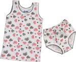 بابيلون طقم ملابس داخلية للبنات مكون من فانلة بدون اكمام وملابس داخلية بطبعة قلوب من قطعتين (عبوة من قطعة واحدة)