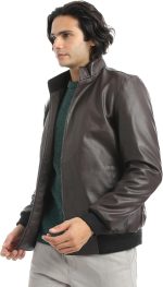 ⁦جاكيت جلدي للرجال مع جيبين أماميين من اندورا⁩ - الصورة ⁦2⁩