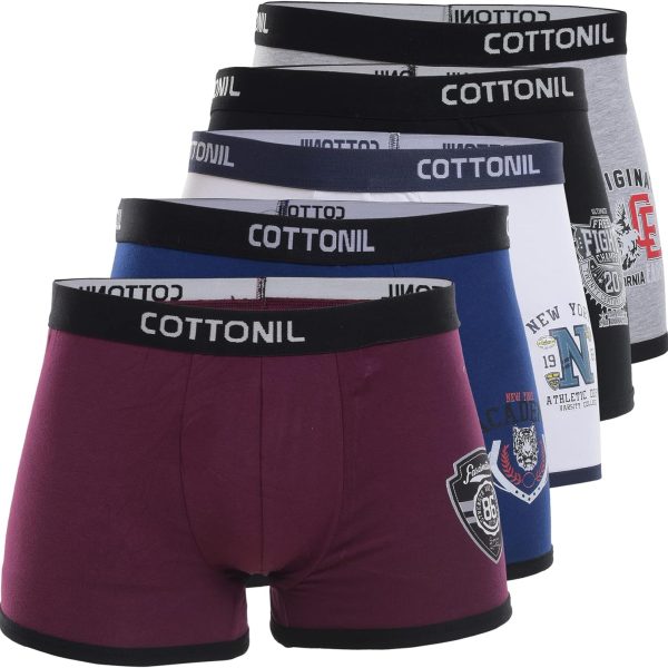 طقم بوكسرات رجالي مكون من خمس قطع - متعدد الالوان - قطن