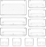 مجموعة صواني تنظيم ادراج المكتب مكونة من 11 قطعة من بيوريكون، صناديق تخزين بلاستيكية شفافة لادراج الحمام، صواني فانيتي منظم لغرفة النوم وخزانة الملابس والمكياج والمطبخ والمكتب