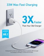 ⁦شاحن من أنكر بتقنية USB، متوافق مع آيفون وآيباد وجالاكسي وبيكسل، بمنفذين⁩ - الصورة ⁦2⁩