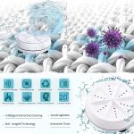 ⁦غسالة محمولة بالموجات فوق الصوتية من دي ام جي، 4 أوضاع، غسالة توربو صغيرة الحجم مع طاقة USB وقاعدة لاصقة سفلية لغسالة توربو معقمة للمنزل والعمل والسفر وغرفة الكلية والسيارات الترفيهية والشقة⁩ - الصورة ⁦4⁩