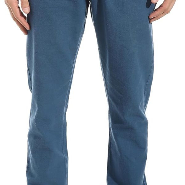 بنطلون كتان بقصة عادية وسوستة وأزرار للرجال من اندورا