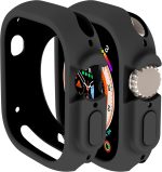 جراب حماية مضاد للصدمات ومقاوم للخدش يوفر الحماية لجميع انحاء الساعة مصنوع من السيليكون وبولي يوريثين مقاوم للحرارة متوافق مع ابل ووتش الترا 49 ملم، لون اسود