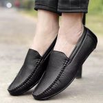 ⁦حذاء جلد كلاسيكي وكاجوال سهل الارتداء وخفيف الوزن للرجال - حذاء جلد طبى - حذاء رسمي أنيق ومريح - حذاء أسود⁩ - الصورة ⁦4⁩