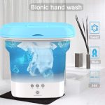 ⁦Portable Washing Machine, Mini Folding Washing Machine with Timing and Dehydration Function for Washing Baby Clothes, Traveling, Apartment Dorm - Blue⁩ - الصورة ⁦4⁩