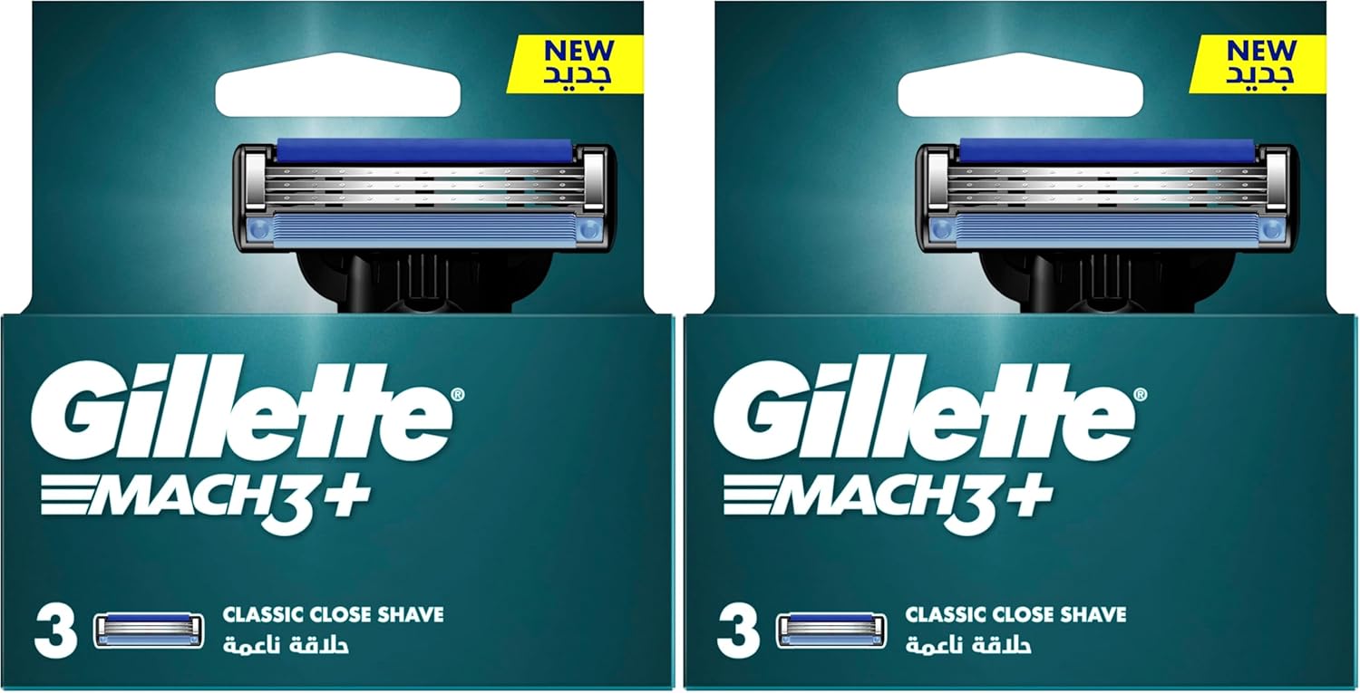 71nKOoJHlNL._AC_SL1500_.jpg عبوات إعادة تعبئة شفرات لماكينة الحلاقة ماك 3 بلس من جيليت، 3 قطع (2 عبوة)