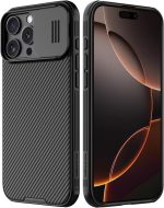 ⁦جراب حماية كام شيلد برو من نيلكين، بغطاء منزلق للكاميرا وتصميم رفيع وأنيق لهاتف آيفون 16 برو ماكس شبكة الجيل الخامس 5G مقاس 6.9 بوصة، آيفون 16 برو ماكس 5G - أسود⁩ - الصورة ⁦10⁩