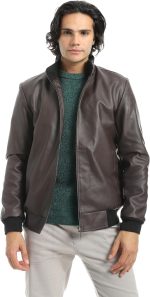 جاكيت جلدي للرجال مع جيبين أماميين من اندورا