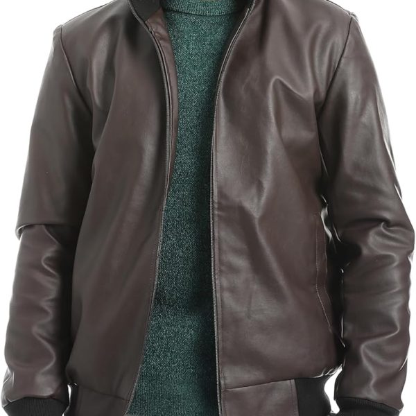 جاكيت جلدي للرجال مع جيبين أماميين من اندورا