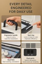 ⁦ثلاجة سيارة صغيرة محمولة سعة 14 لتر مع شاشة LCD بمحرك عديم المسفرات، ثلاجة محمولة للسفر والمكتب وزجاجات طعام الاطفال 12 فولت/24 فولت تيار مستمر و220 فولت تيار متردد هادئة للتخييم والشاحنات والسيارات⁩ - الصورة ⁦6⁩