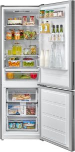 ⁦Midea Fridge MDRB489FGN46 BMF 2D, Multi Air Flow,Large Capacity, Interior LED Light, Exterior Display, Adjustable Door racks, Total No Frost 330L Fixed Bru steel⁩ - الصورة ⁦3⁩