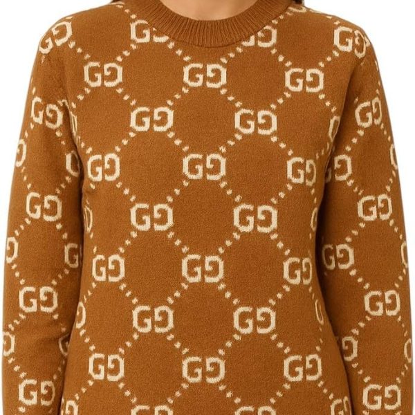 Meza Womens Crew Neck Sweater Full Sleeve Letter Print Knitted Pullover Spark137